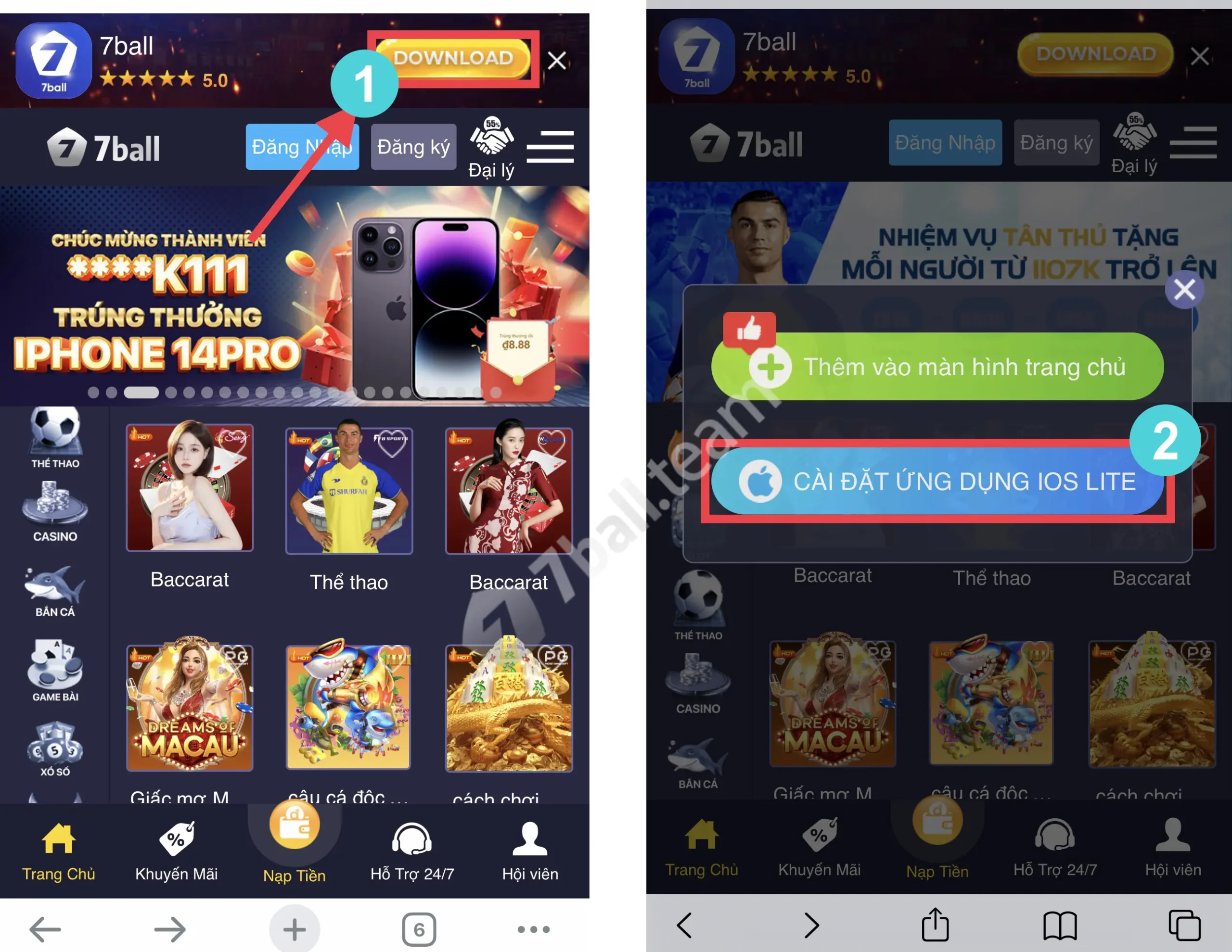 Tải App 7Ball - Cài Đặt 73one Về Điện Thoại Siêu Đơn Giản 6 Tiến hành tải 7ball trên hệ điều hành IOS