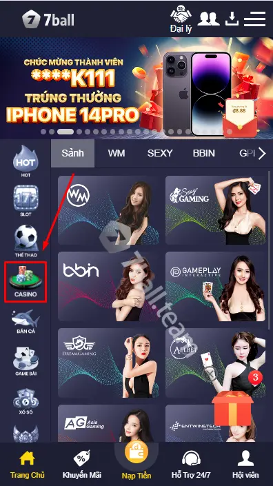 Hướng Dẫn Tham Gia Cá Cược Sảnh 7Ball Casino Trực Tuyến 8 Sảnh Casino nhà cái 7ball