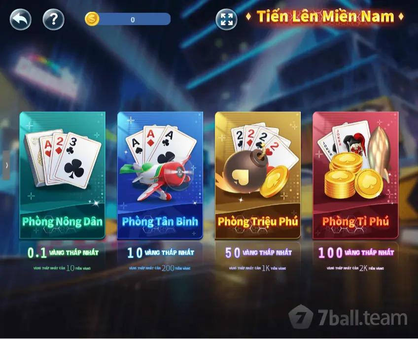Hướng Dẫn Tham Gia Cá Cược Sảnh 7Ball Casino Trực Tuyến 14 Tiến lên miền nam 7ball