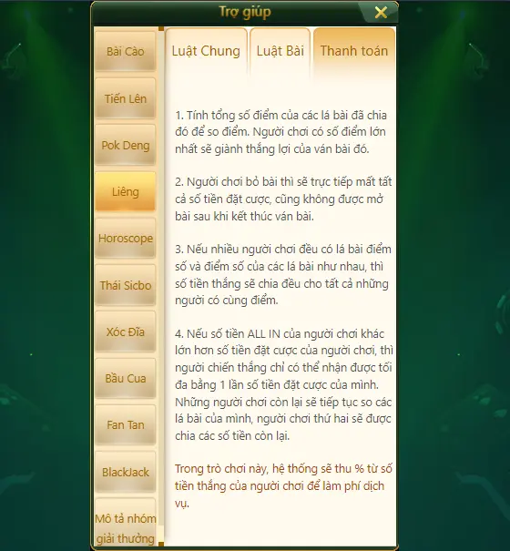 Tất tần tật cách chơi game bài liêng tại nhà cái uy tín 7Ball 8 Cách thanh toán khi thắng