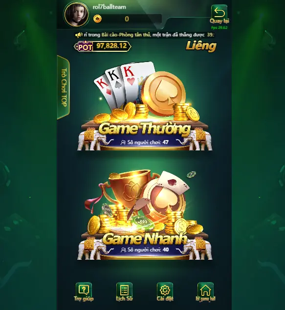 Tất tần tật cách chơi game bài liêng tại nhà cái uy tín 7Ball 6 Giao diện game bài liêng tại 7ball