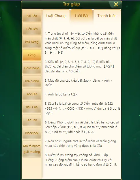 Tất tần tật cách chơi game bài liêng tại nhà cái uy tín 7Ball 7 Luật chơi của bài liêng